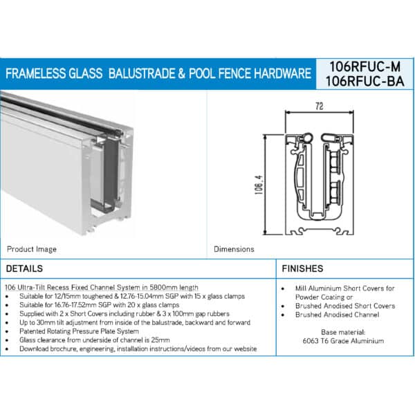 Modern 106 Ultra-Tilt SGP Recess Fixed Channel