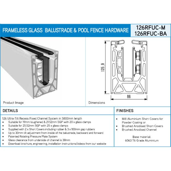 Modern 126 Ultra-Tilt SGP Recess Fixed Channel