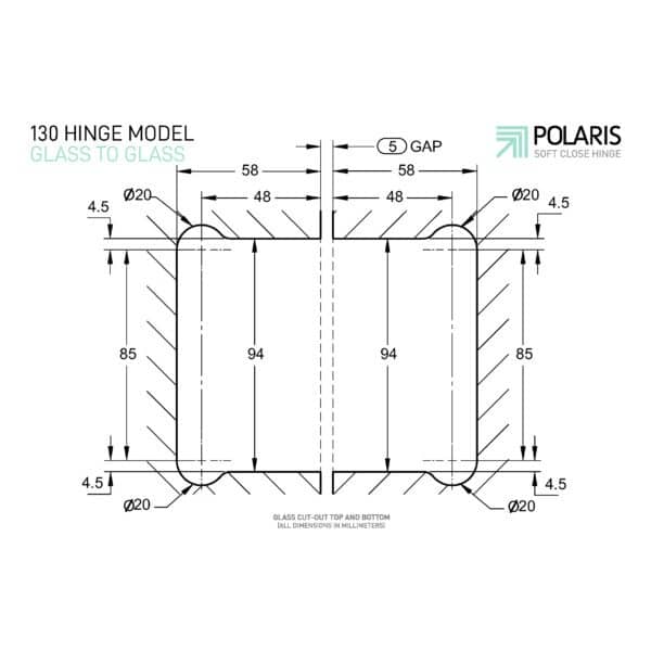 Polaris 130 Series Retrofit Glass Gate Hinge Set (130PGG)
