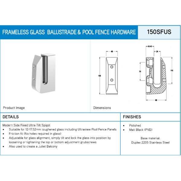 Modern Ultra-Tilt SGP Side Fixed Spigot (150SFUS)