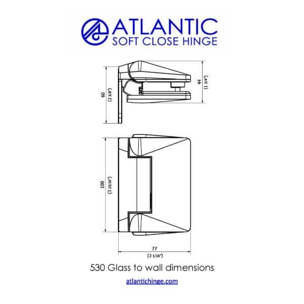 Atlantic 530 Glass to Wall Hinge Set (530GW)