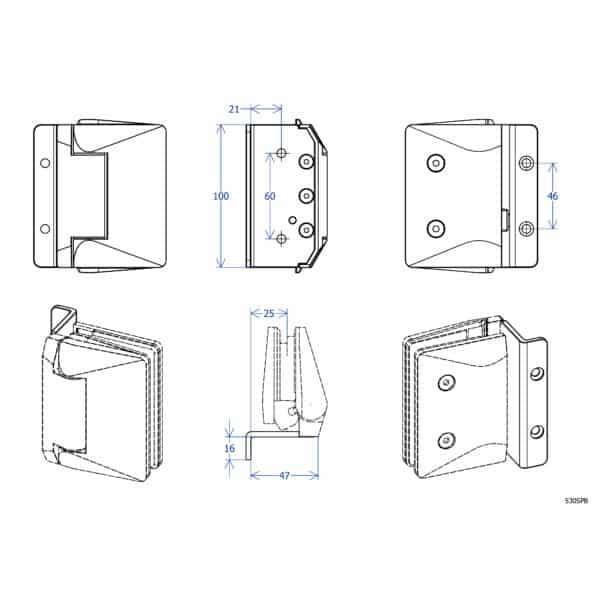 Atlantic Square Post Hinge Bracket Set for 530GW Hinge (SPB-530)