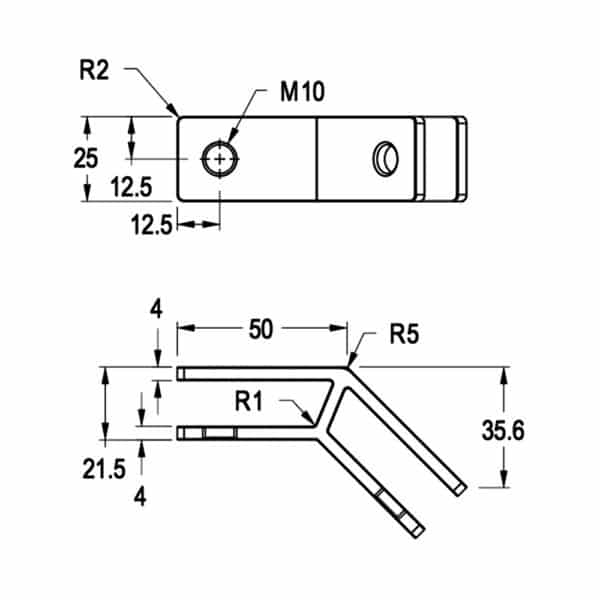 Modern 135° Glass Alignment Bracket (AB25-135)