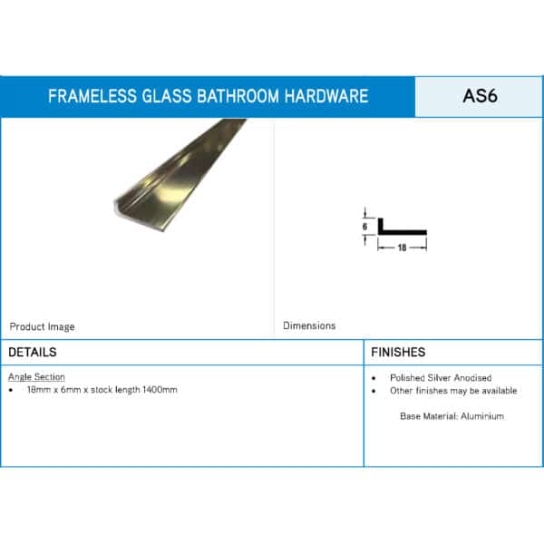 Modern Aluminium Angle Section in Polished Gold (AS6 G)