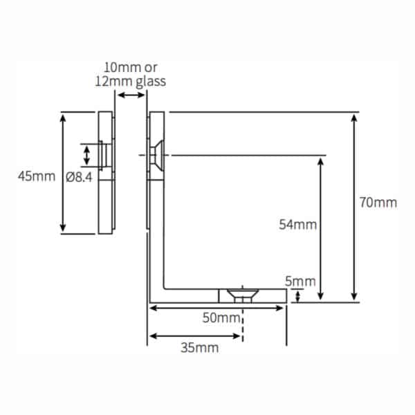 Elite Round Glass Mount Bracket (BBD70)