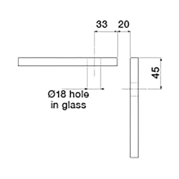 Elite Square Glass Mount Bracket (BBD70.SQ)
