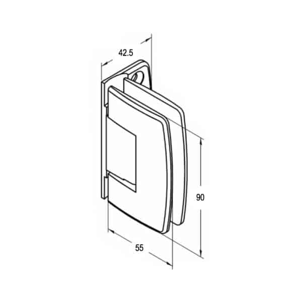 Crest 90° Polished Chrome Glass to Wall Heavyweight Shower Hinge (CH1-L C)
