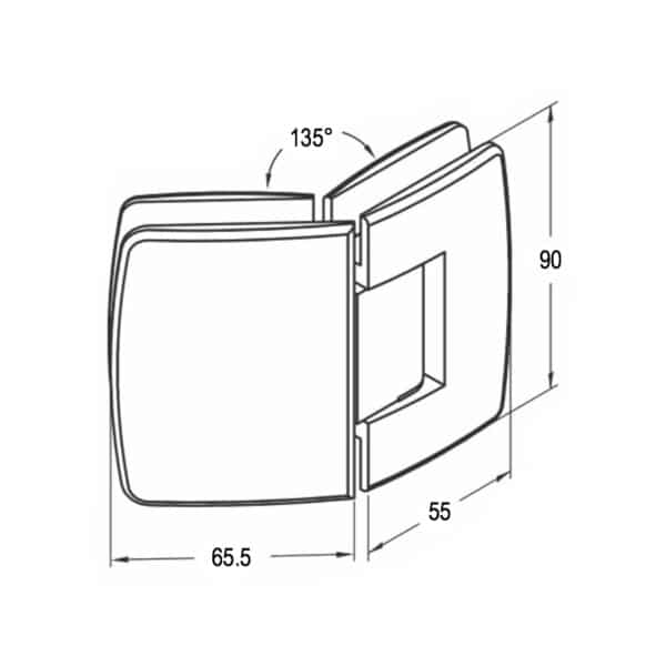 Crest 135° Glass to Glass Heavyweight Shower Hinge (CH2-135 C)