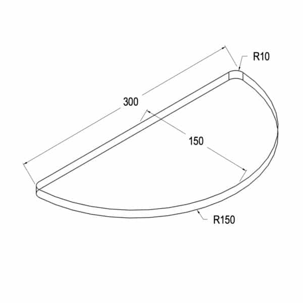 Modern Half Circle Glass Shelf