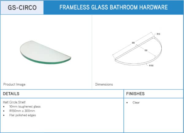 Modern Half Circle Glass Shelf