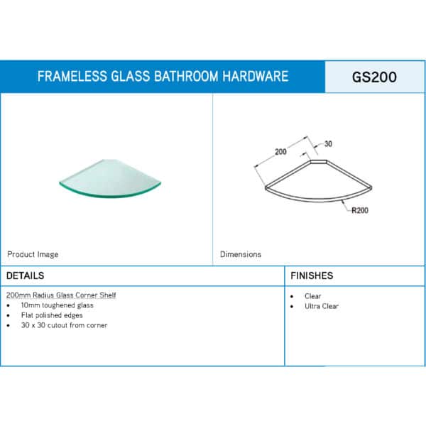 Modern Radius Glass Corner Shelf (GS)