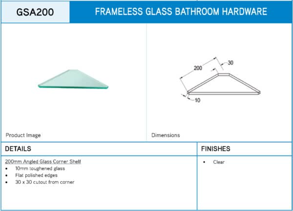 Modern Angled Glass Corner Shelf (GSA)
