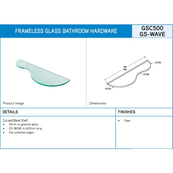 Modern Wave Glass Shelf