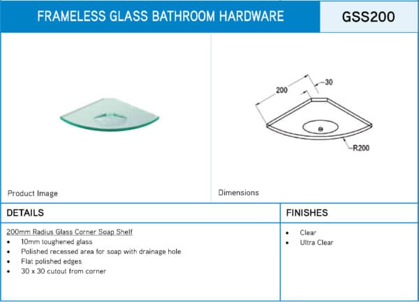 Modern Radius Glass Corner Soap Shelf (GSS...)