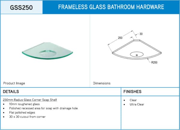 Modern Radius Glass Corner Soap Shelf (GSS...)