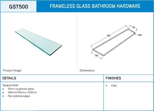 Modern Tapered Glass Shelf