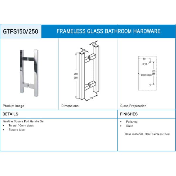 Modern Fineline Square Pull Handle Set (GTFS...)