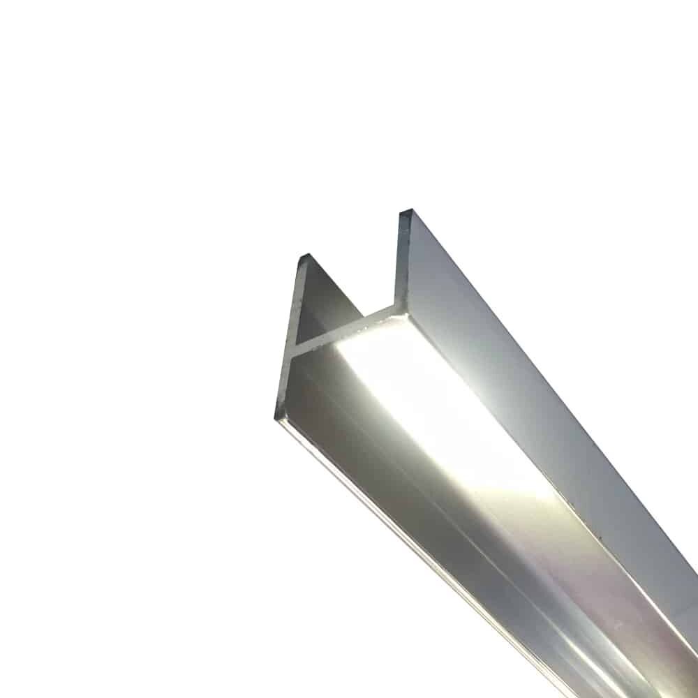 Elite Aluminium Channel h Section in Polished Silver Anodised (HS18 PSA)