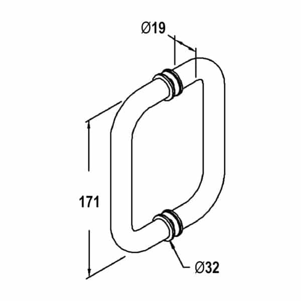 Modern Double D Shower Pull Handle Set (M152)