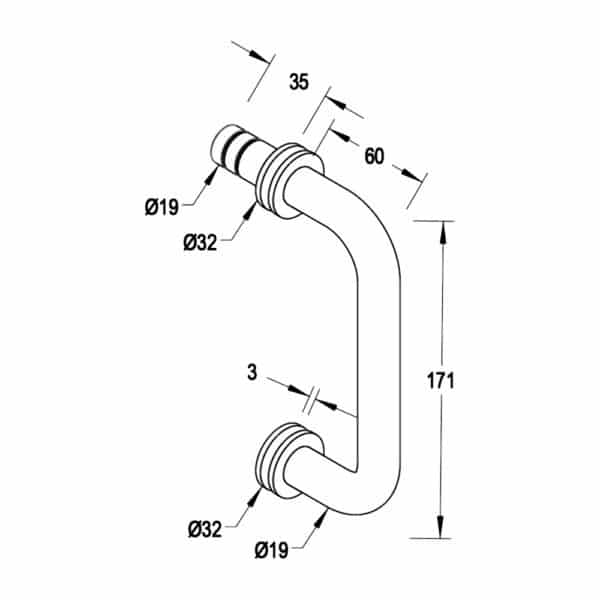 Modern D Shower Pull Handle with Knob & Button (M152K)