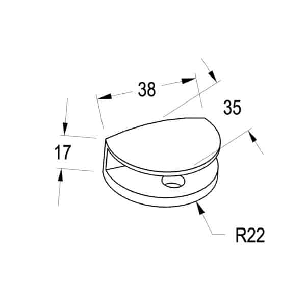 Modern Horseshoe Glass Shelf Bracket for 10mm Glass (MB10-4)