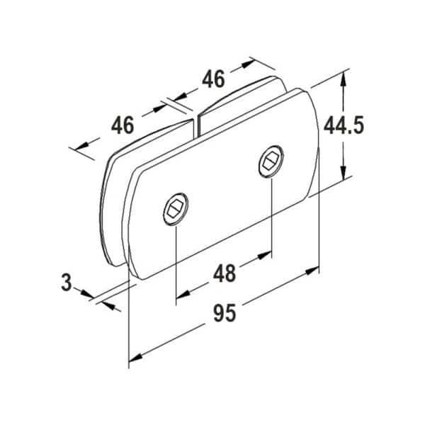 Polished Chrome 180° Crest Glass to Glass Shower Bracket