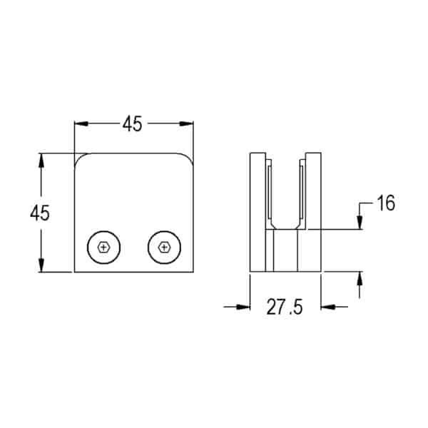 Modern Small Glass Friction Clamp (MBC45)