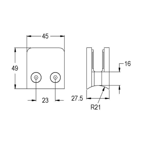 Modern Small Glass Friction Clamp (MBC47)