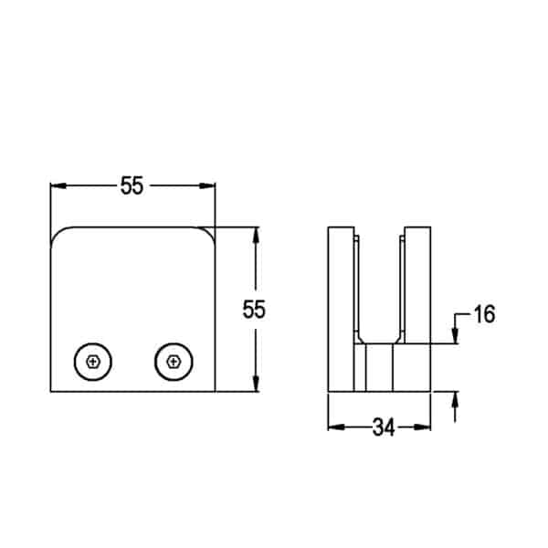 Modern Large Glass Friction Clamp (MBC55 SSS)