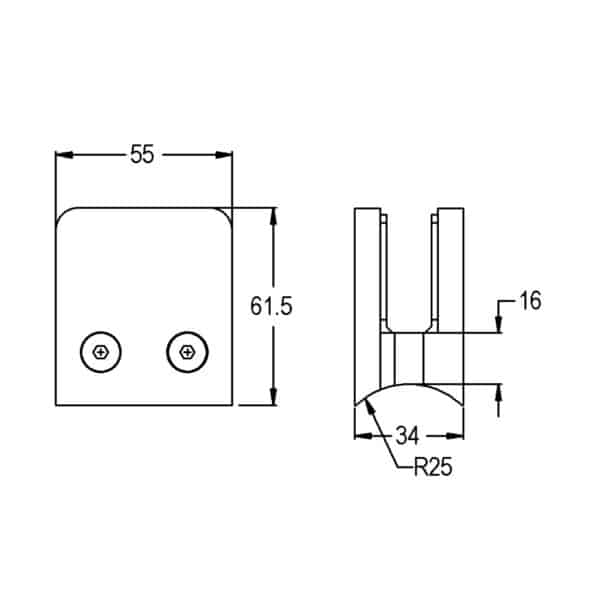 Modern Large Glass Friction Clamp (MBC60 PSS)