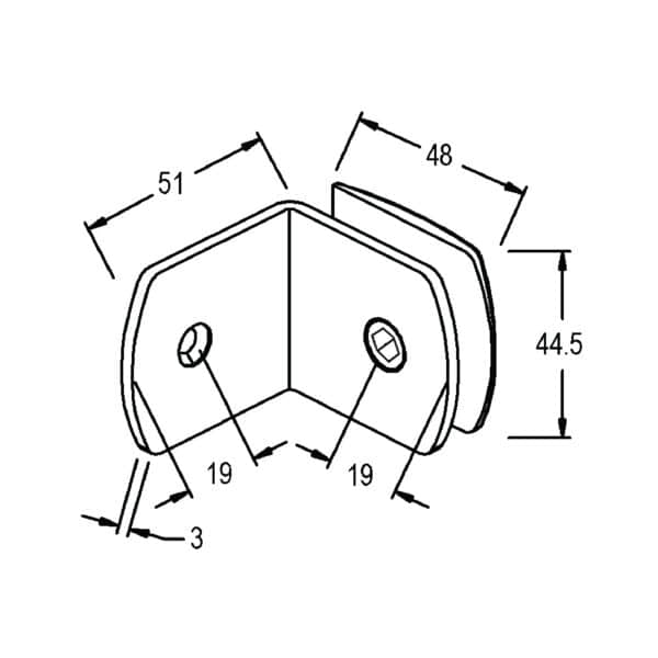 Polished Chrome 90° Crest Glass to Wall Shower Bracket