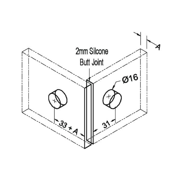 Polished Chrome 90° Crest Glass to Glass Shower Bracket