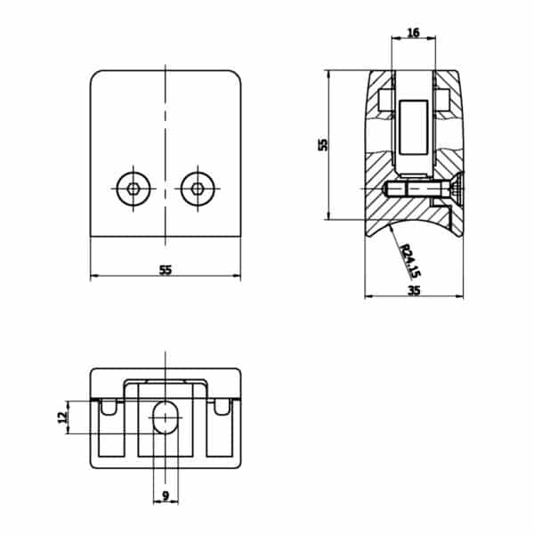 Modern Large Glass Friction Clamp (MBCR55)