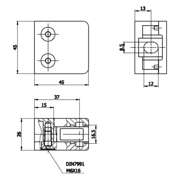 Modern Small Glass Friction Clamp (MBCS45)