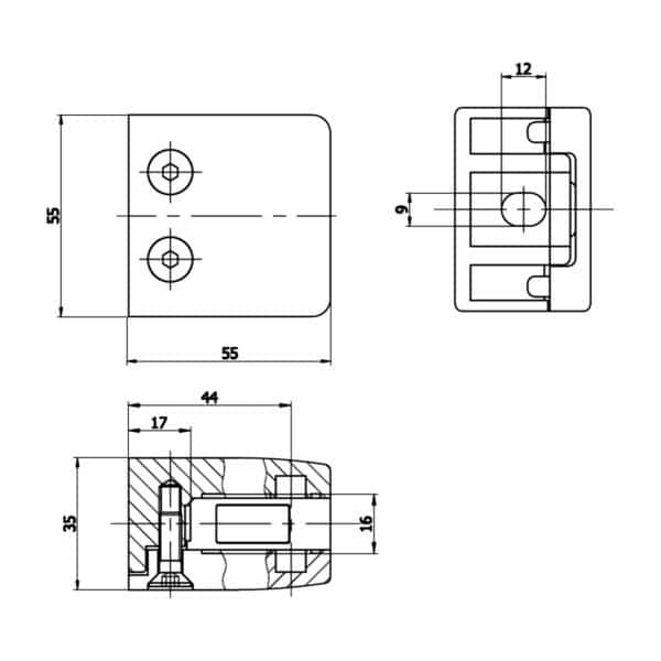 Modern Large Glass Friction Clamp (MBCS55)