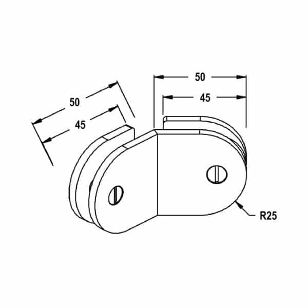 Modern 135° Round Glass to Glass Shower Bracket (MBR135D)