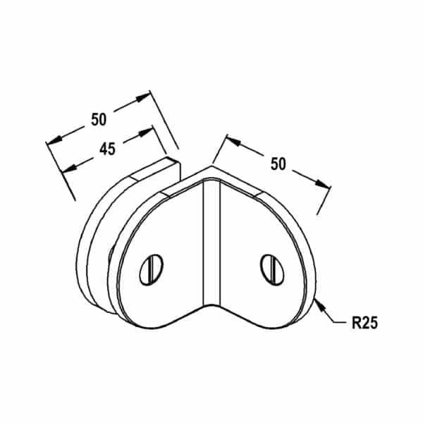 Modern/Elite 90° Round Glass to Wall / Floor Shower Bracket (MBR90/SB50)