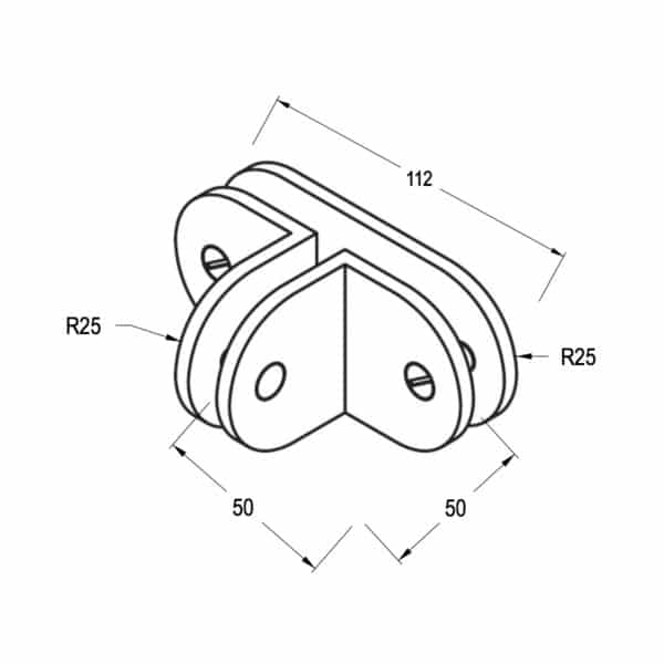 Modern 90°/180° Round Glass to Glass Shower T Bracket (MBR90/180)