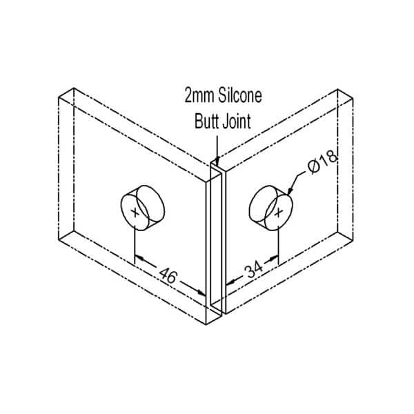 Modern 90° Round Glass to Glass Shower Bracket (MBR90D/B)