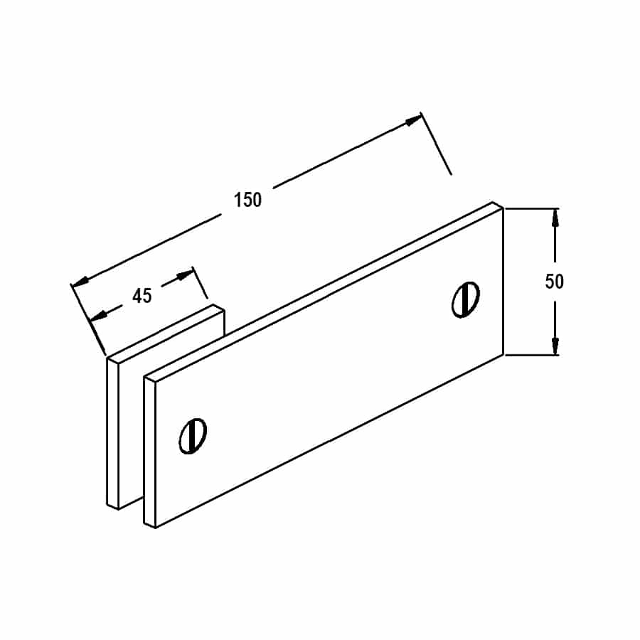Modern 180° Square Glass to Wall Shower Bracket (MBS180x150) - Image 2