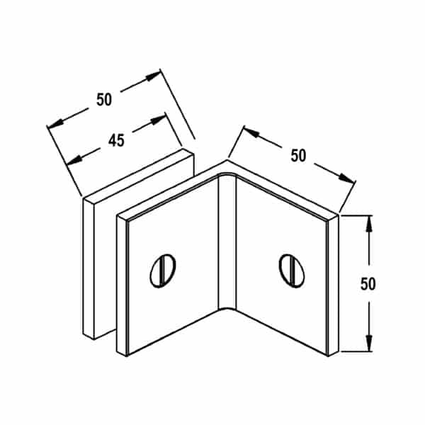 Modern/Elite 90° Square Glass to Wall / Floor Shower Bracket (MBS90/SB50.SQ)