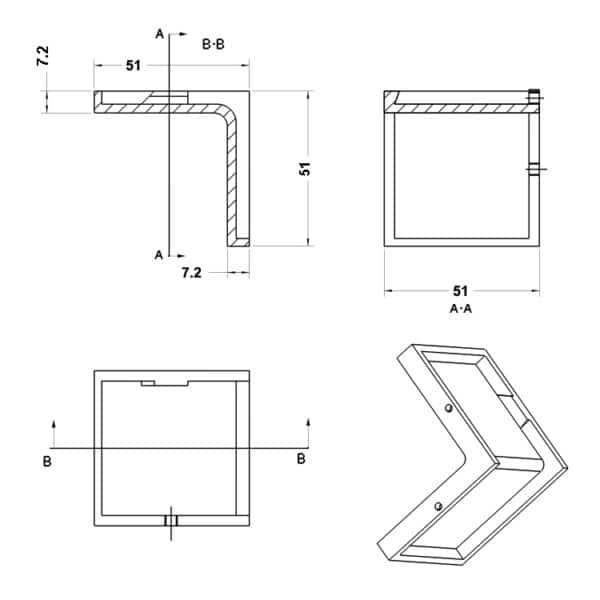 Modern 90° Square Hybrid Adjustable Glass to Wall / Floor Shower Bracket (MBS90-H)