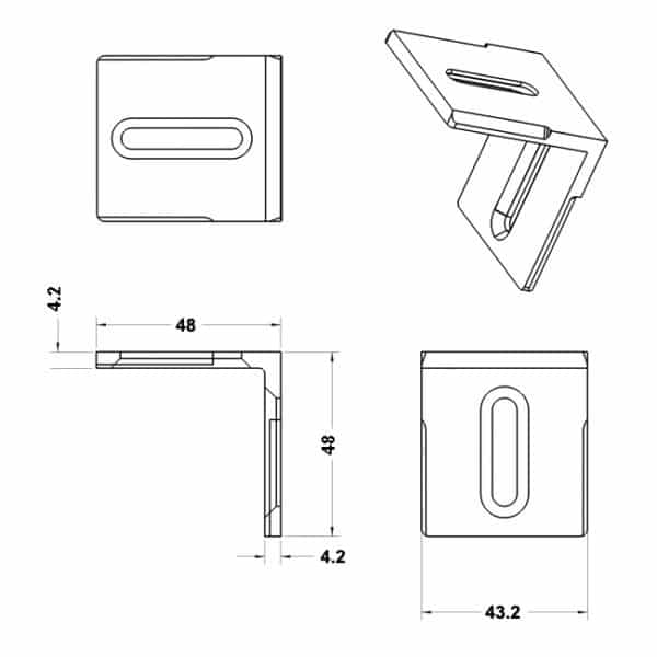 Modern 90° Square Hybrid Adjustable Glass to Wall / Floor Shower Bracket (MBS90-H)