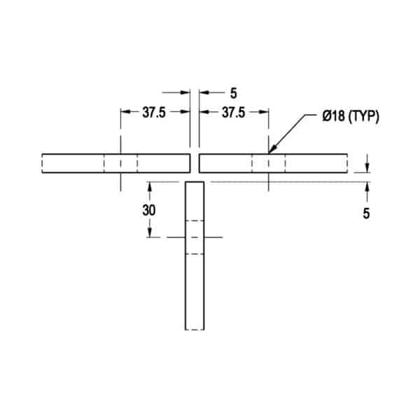 Modern-Elite 90°/180° Square Glass to Glass Shower T Bracket (MBS90/180-SBT180.SQ)