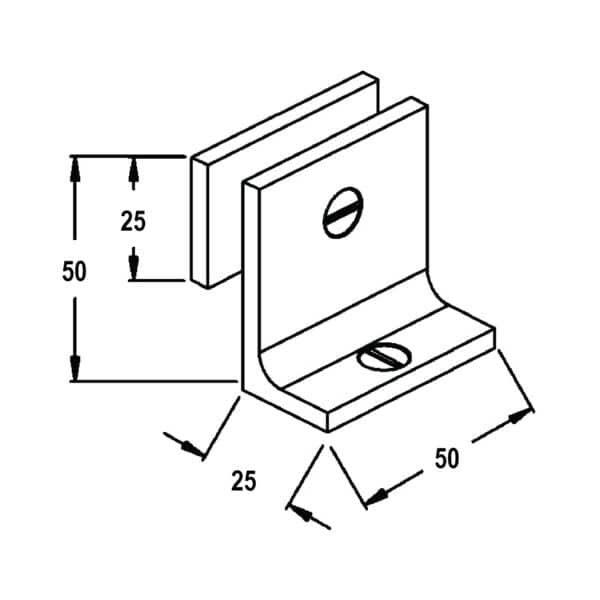Modern/Elite 90° Square Glass to Floor Shower Bracket (MBS90SFB/SB50.C1.SQ)