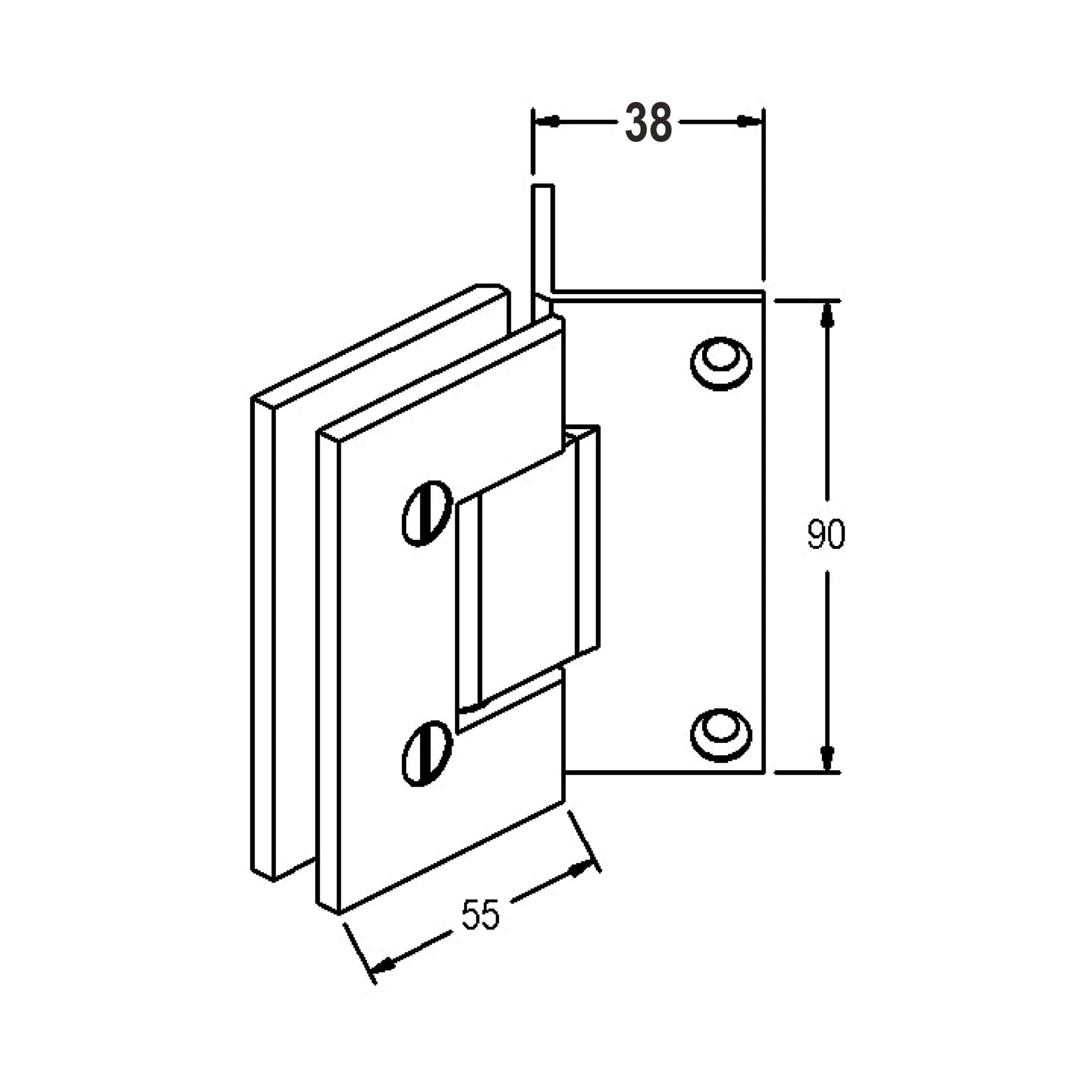 Modern 90° Glass to Wall Heavyweight Shower Hinge (MF1-90) - Image 2