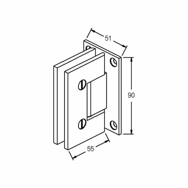 Modern/Elite 90° Glass to Wall Heavyweight Shower Hinge (MF1/ES1)