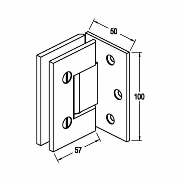 Modern/Elite 90° Glass to Wall Super Heavyweight Shower Hinge (MF1-L3 SH/HD.ES1L3)