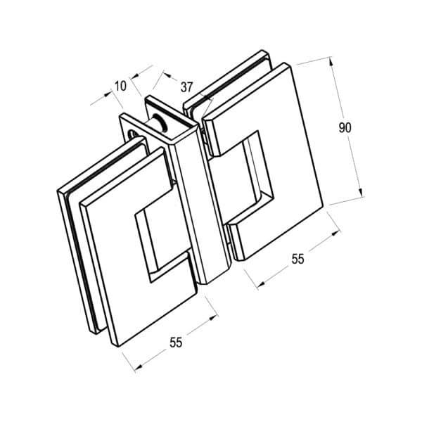Modern/Elite 180° Glass to Glass Heavyweight Shower Hinge (MF1-LBB/ES1.LB2B)