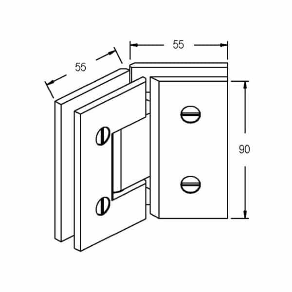 Modern/Elite 135° Glass to Glass Heavyweight Shower Hinge (MF2-135/ES2.135)